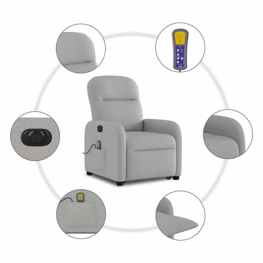 Sta-op-massagestoel elektrisch verstelbaar stof wolk grijs