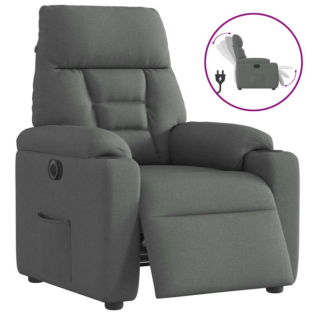 Fauteuil elektrisch verstelbaar stof donkergrijs