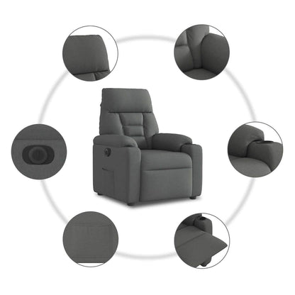 Fauteuil elektrisch verstelbaar stof donkergrijs