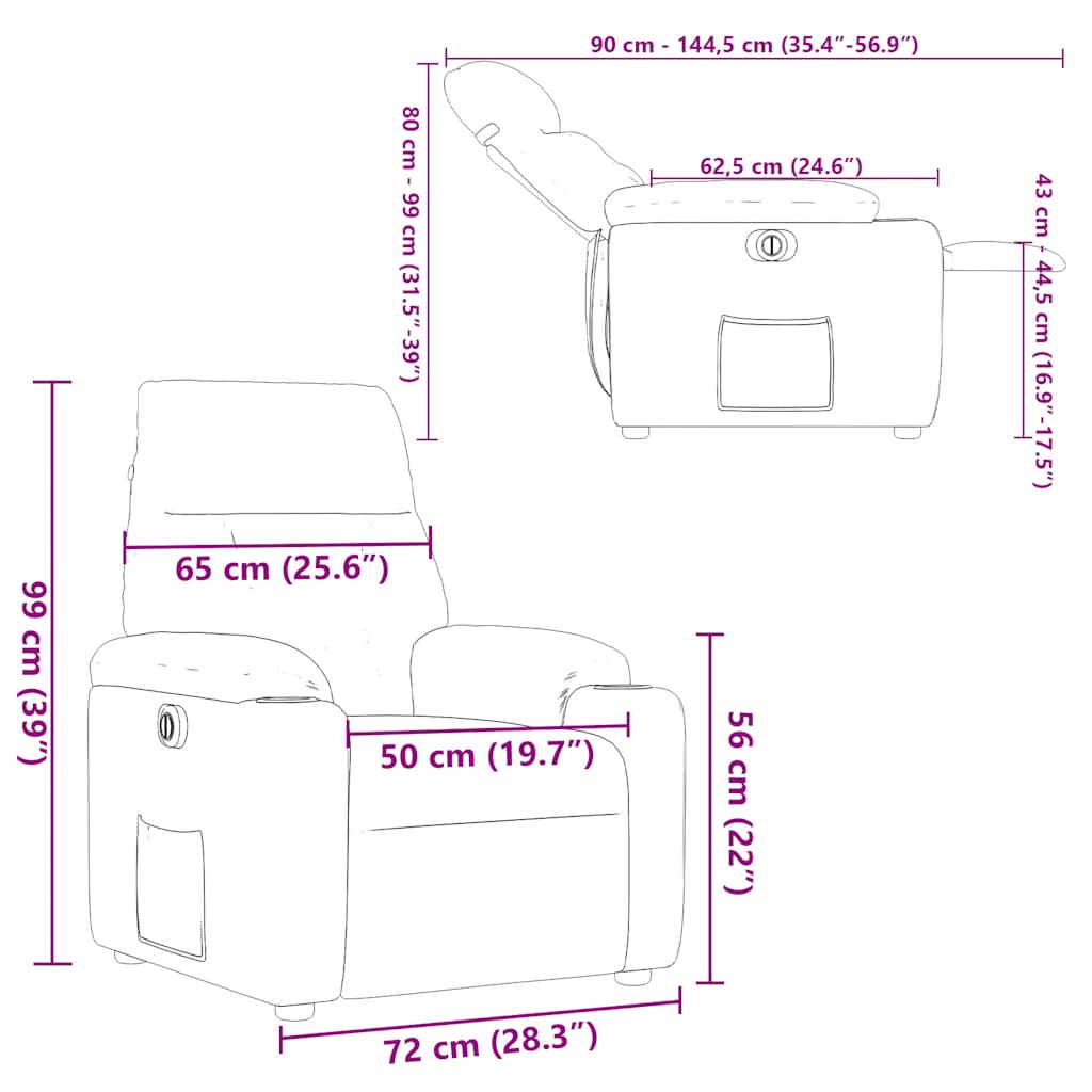 Fauteuil Verstelbaar Elektrisch Stof Wijnrood 1 Nee