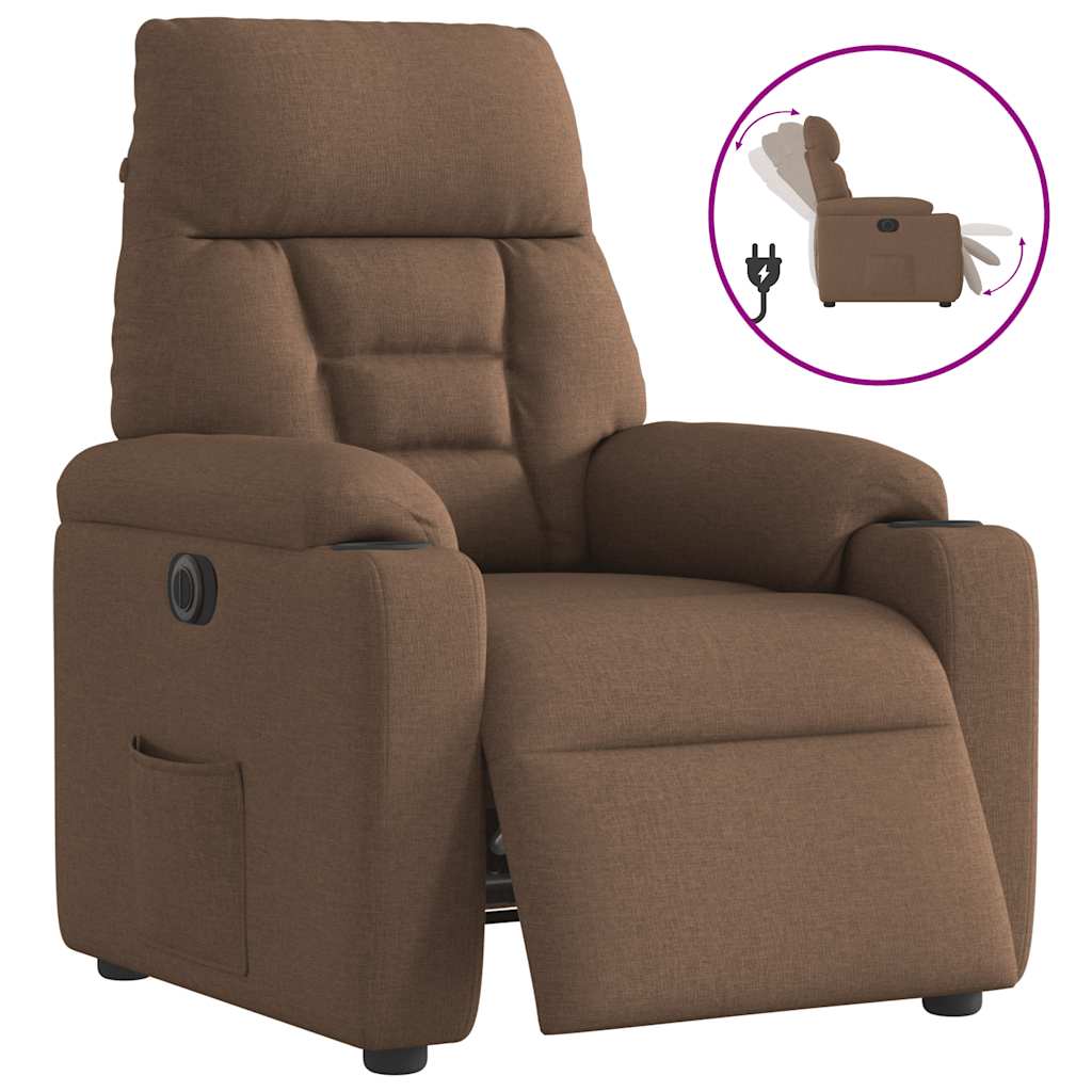 Fauteuil Verstelbaar Elektrisch Stof Bruin 1 Nee