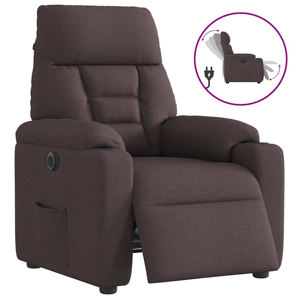 Fauteuil Verstelbaar Elektrisch Stof Donkerbruin 1 Nee