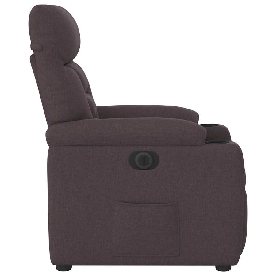 Fauteuil verstelbaar elektrisch stof donkerbruin