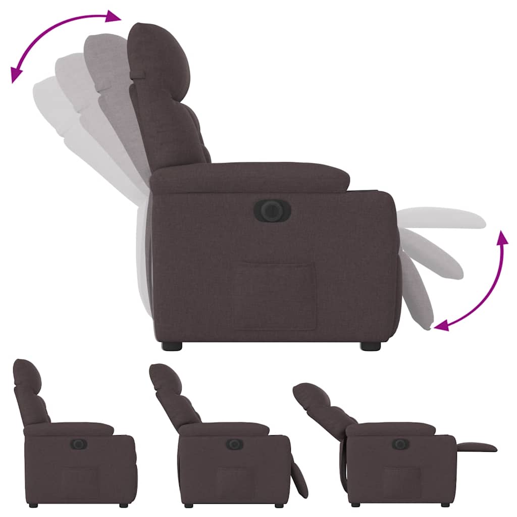 Fauteuil Verstelbaar Elektrisch Stof Donkerbruin 1 Nee