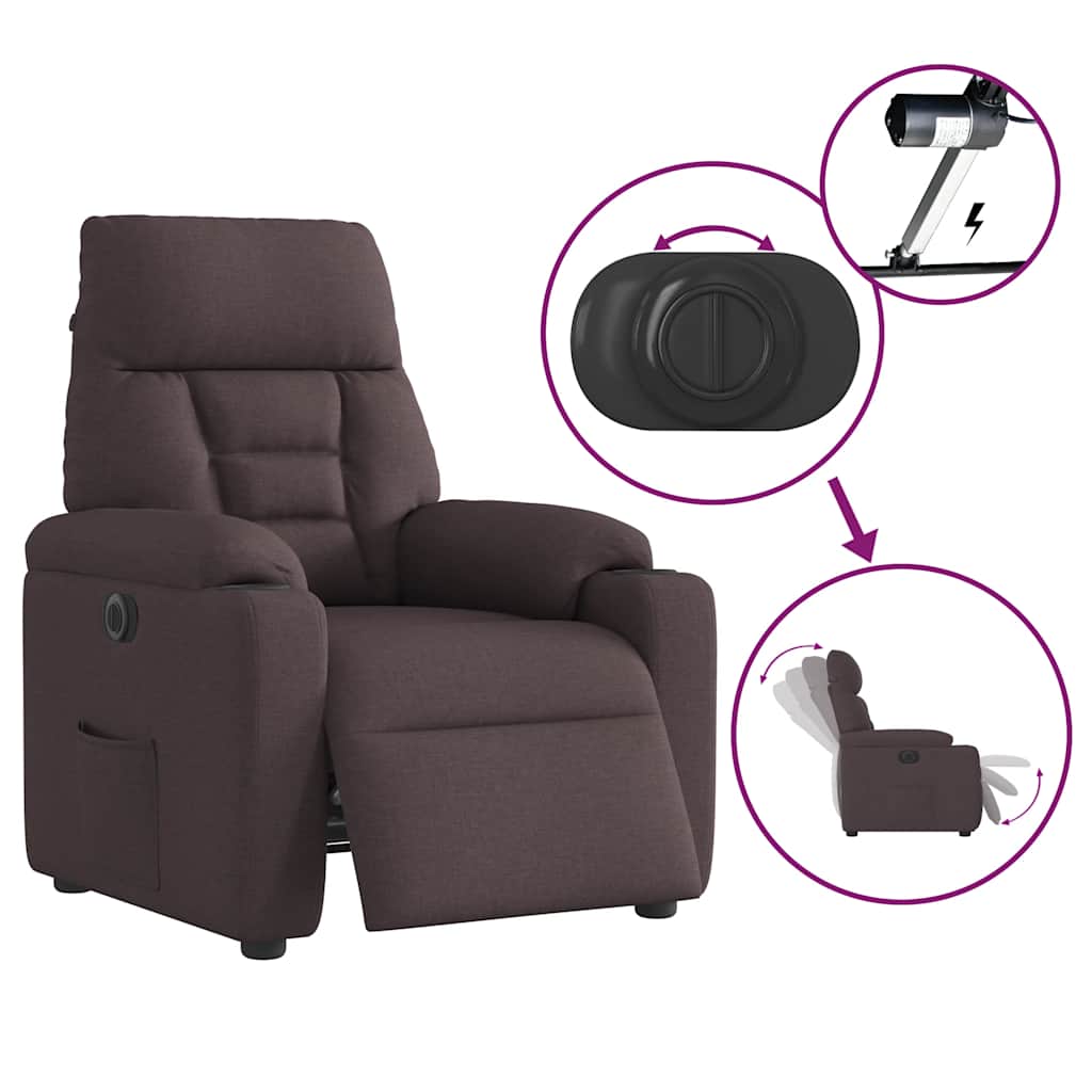 Fauteuil Verstelbaar Elektrisch Stof Donkerbruin 1 Nee