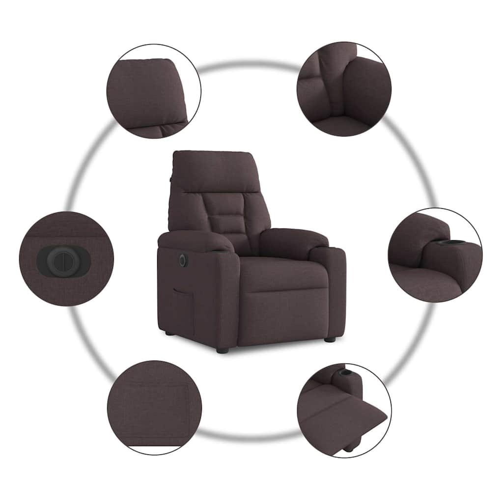 Fauteuil Verstelbaar Elektrisch Stof Donkerbruin 1 Nee