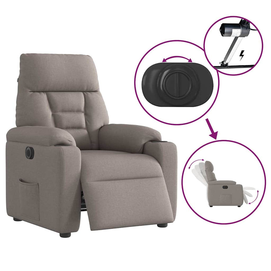 Fauteuil Verstelbaar Elektrisch Stof Taupe 1 Nee