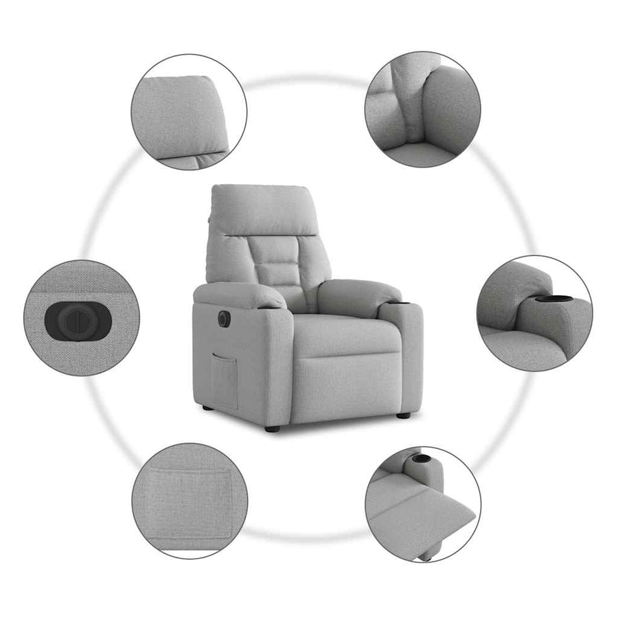 Fauteuil Stof Wolk Grijs Wolkengrijs Nee Elektrisch verstelbaar