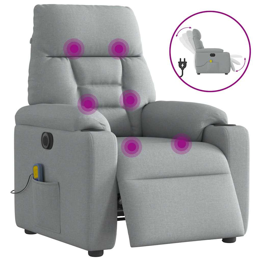 Massagestoel Stof Lichtgrijs Ja Elektrisch verstelbaar