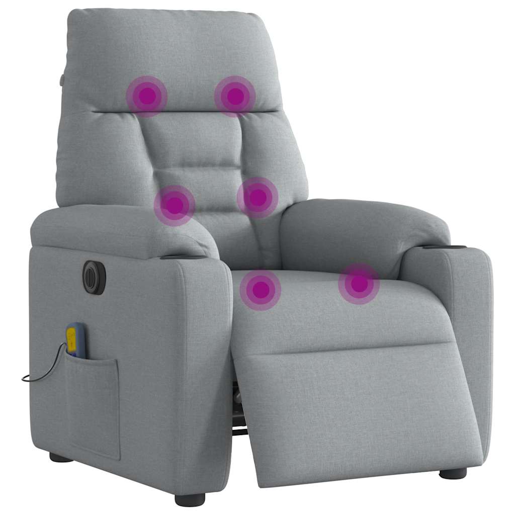 Massagestoel Stof Lichtgrijs Ja Elektrisch verstelbaar