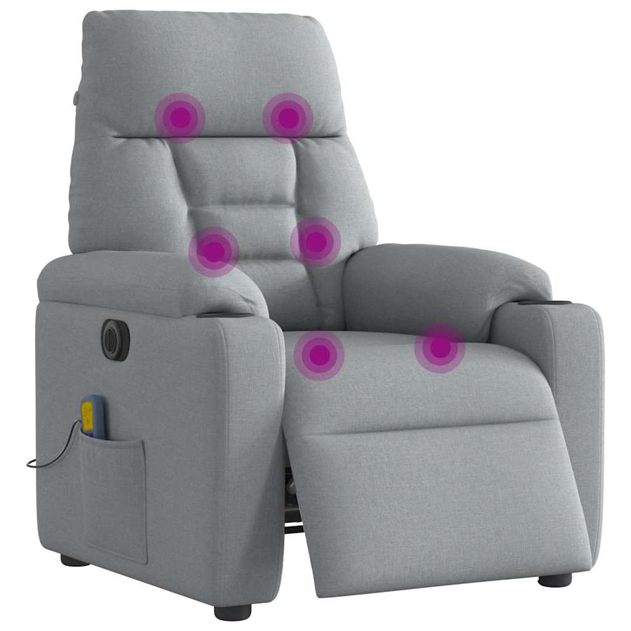 Massagestoel Stof Lichtgrijs Ja Elektrisch verstelbaar