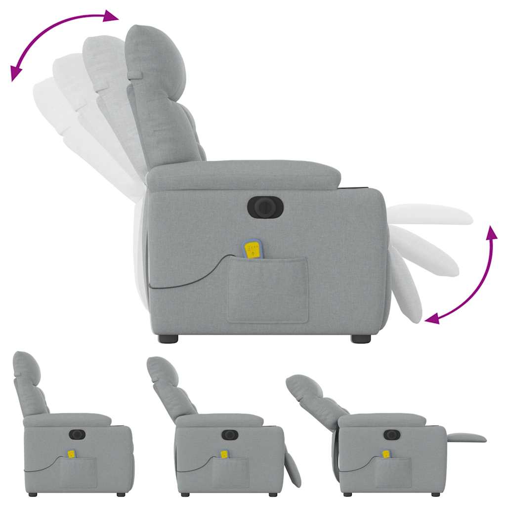 Massagestoel Stof Lichtgrijs Ja Elektrisch verstelbaar