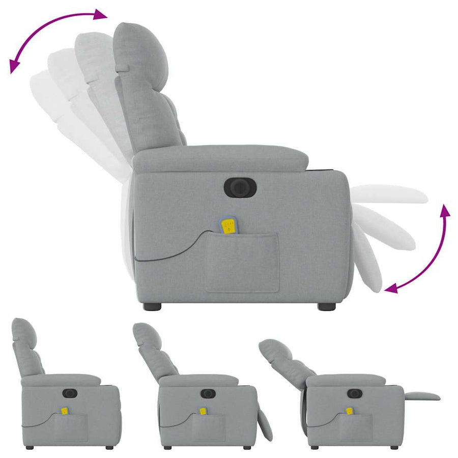 Massagestoel Stof Lichtgrijs Ja Elektrisch verstelbaar