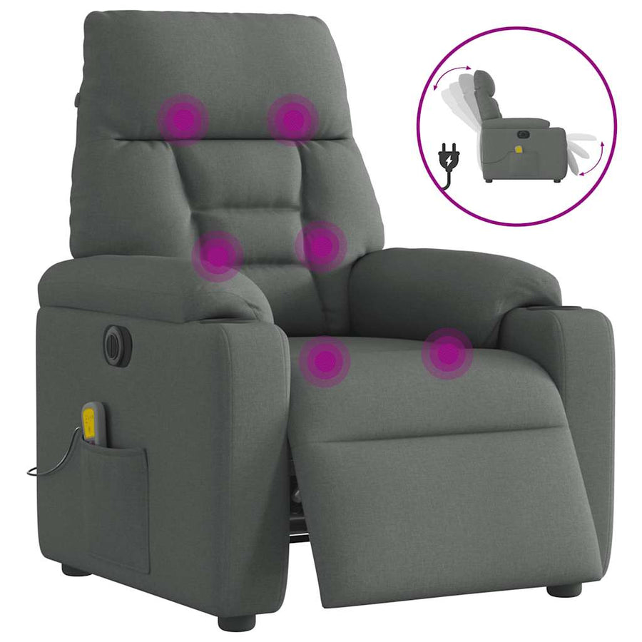 Massagestoel Stof Donkergrijs Ja Elektrisch verstelbaar