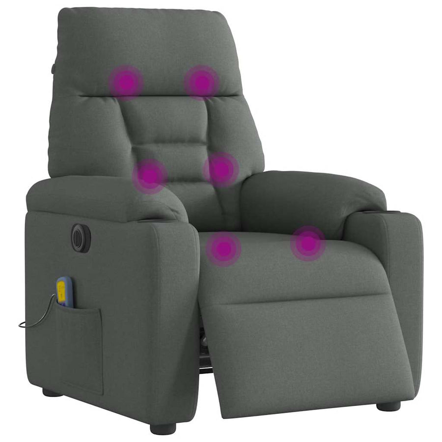 Massagestoel Stof Donkergrijs Ja Elektrisch verstelbaar