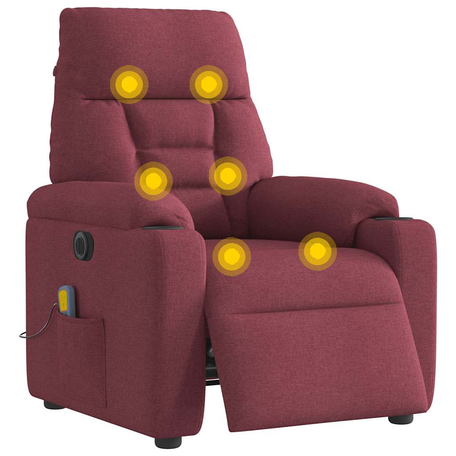 Massagestoel Stof Wijnrood Ja Elektrisch verstelbaar