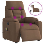 Electric adjustable massage chair, brown fabric