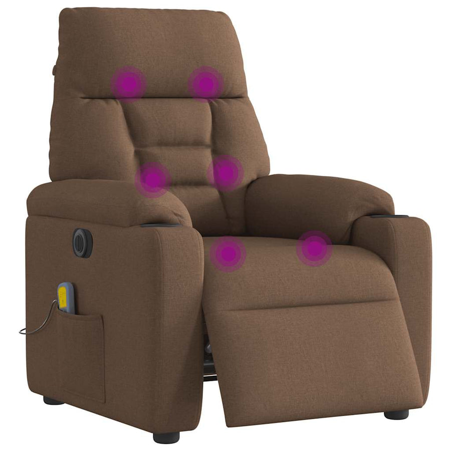 Massagestoel elektrisch verstelbaar stof bruin