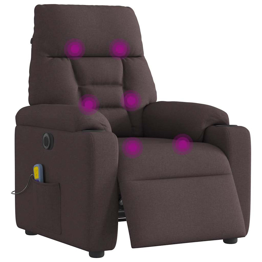 Massagestoel Stof Donkerbruin Ja Elektrisch verstelbaar