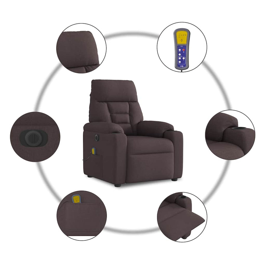 Massagestoel Stof Donkerbruin Ja Elektrisch verstelbaar