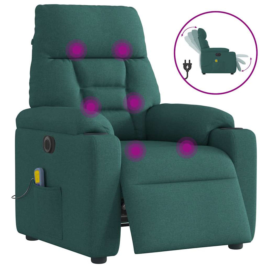 Massagestoel Stof Donkergroen Ja Elektrisch verstelbaar