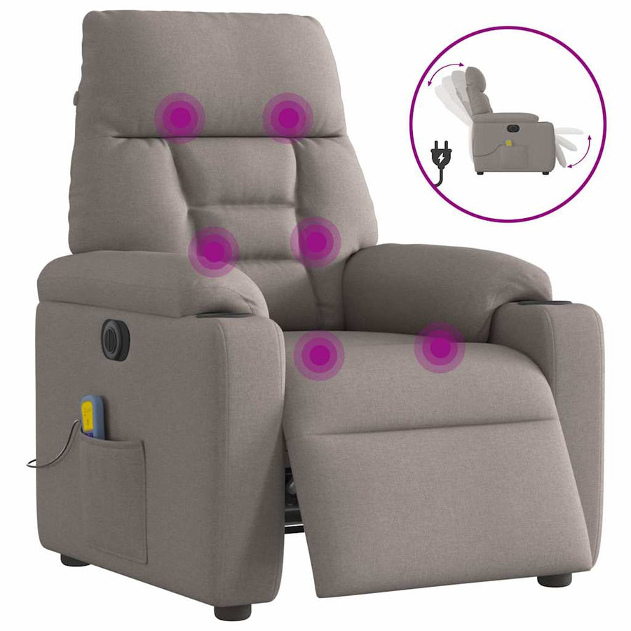 Massagestoel Stof Taupe Ja Elektrisch verstelbaar
