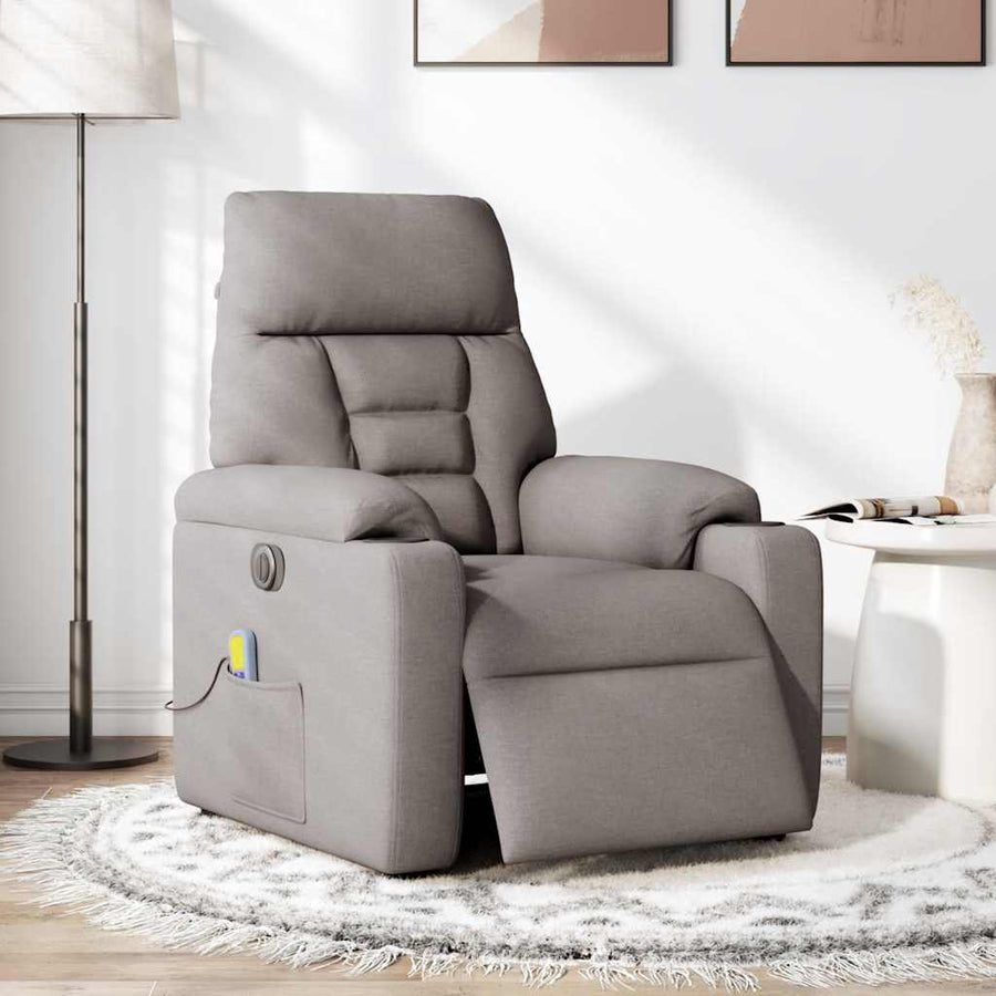 Massagestoel Stof Taupe Ja Elektrisch verstelbaar