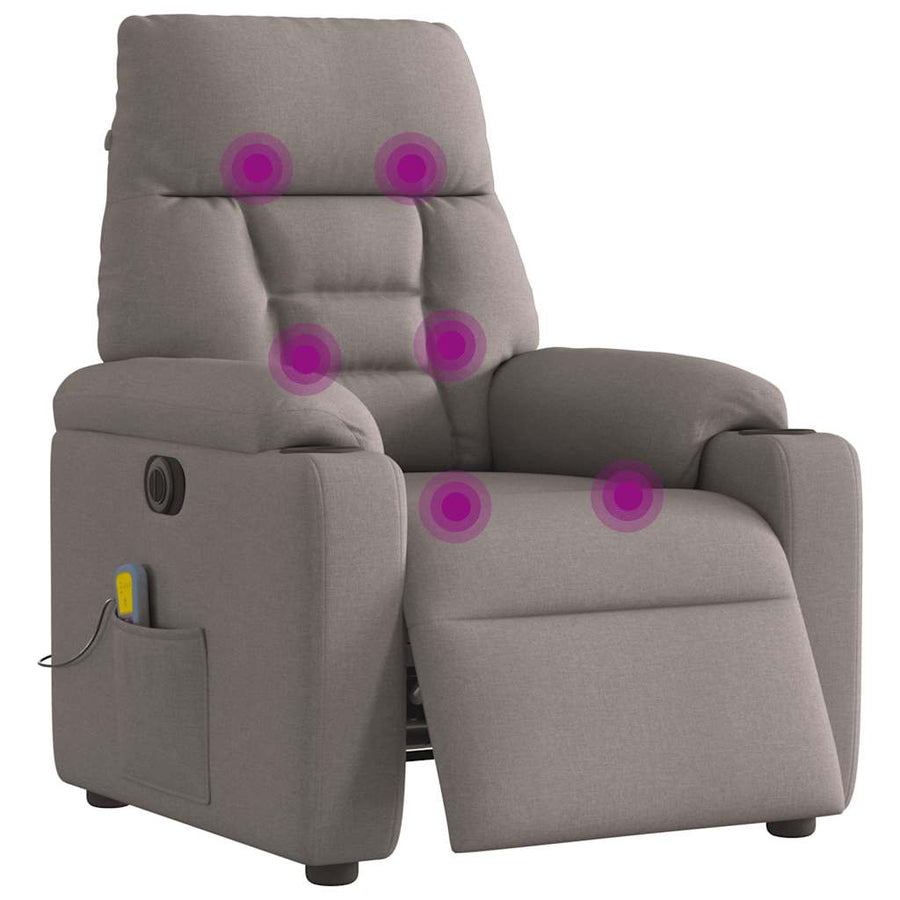Massagestoel Stof Taupe Ja Elektrisch verstelbaar