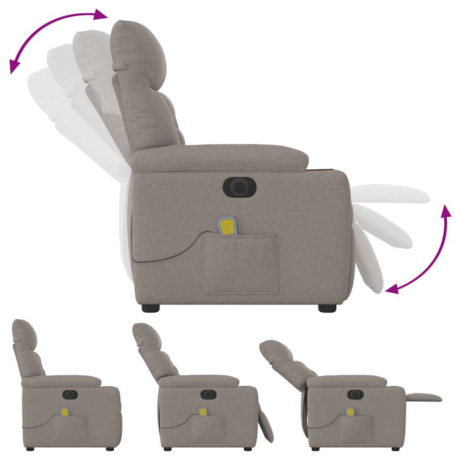 Massagestoel Stof Taupe Ja Elektrisch verstelbaar