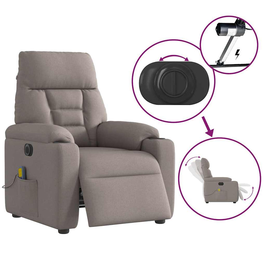 Massagestoel Stof Taupe Ja Elektrisch verstelbaar