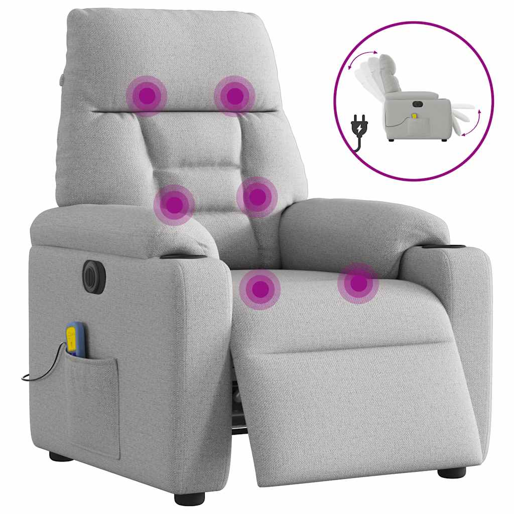Massagestoel elektrisch verstelbaar stof wolk grijs