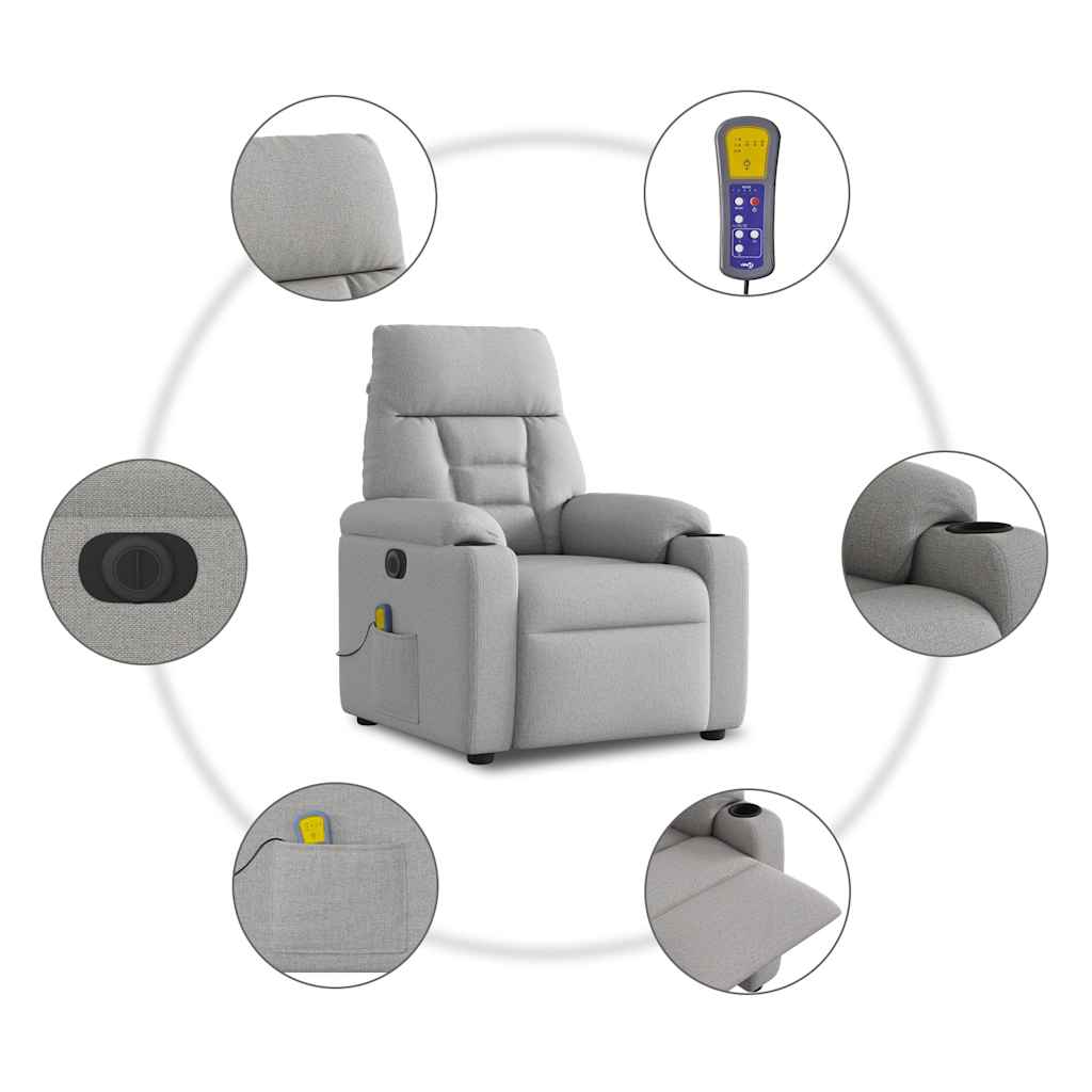 Massagestoel elektrisch verstelbaar stof wolk grijs