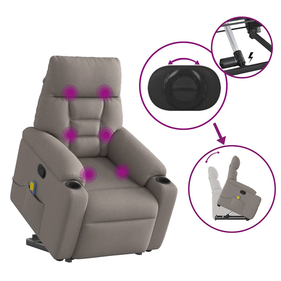 Sta-Op-Massagestoel Verstelbaar Stof Taupe 1 Ja