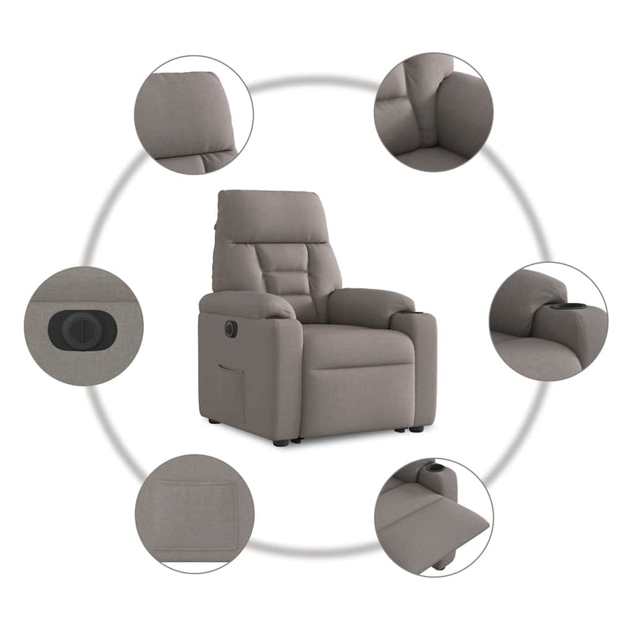Sta-Op-Stoel Stof Taupe Nee Elektrisch verstelbaar