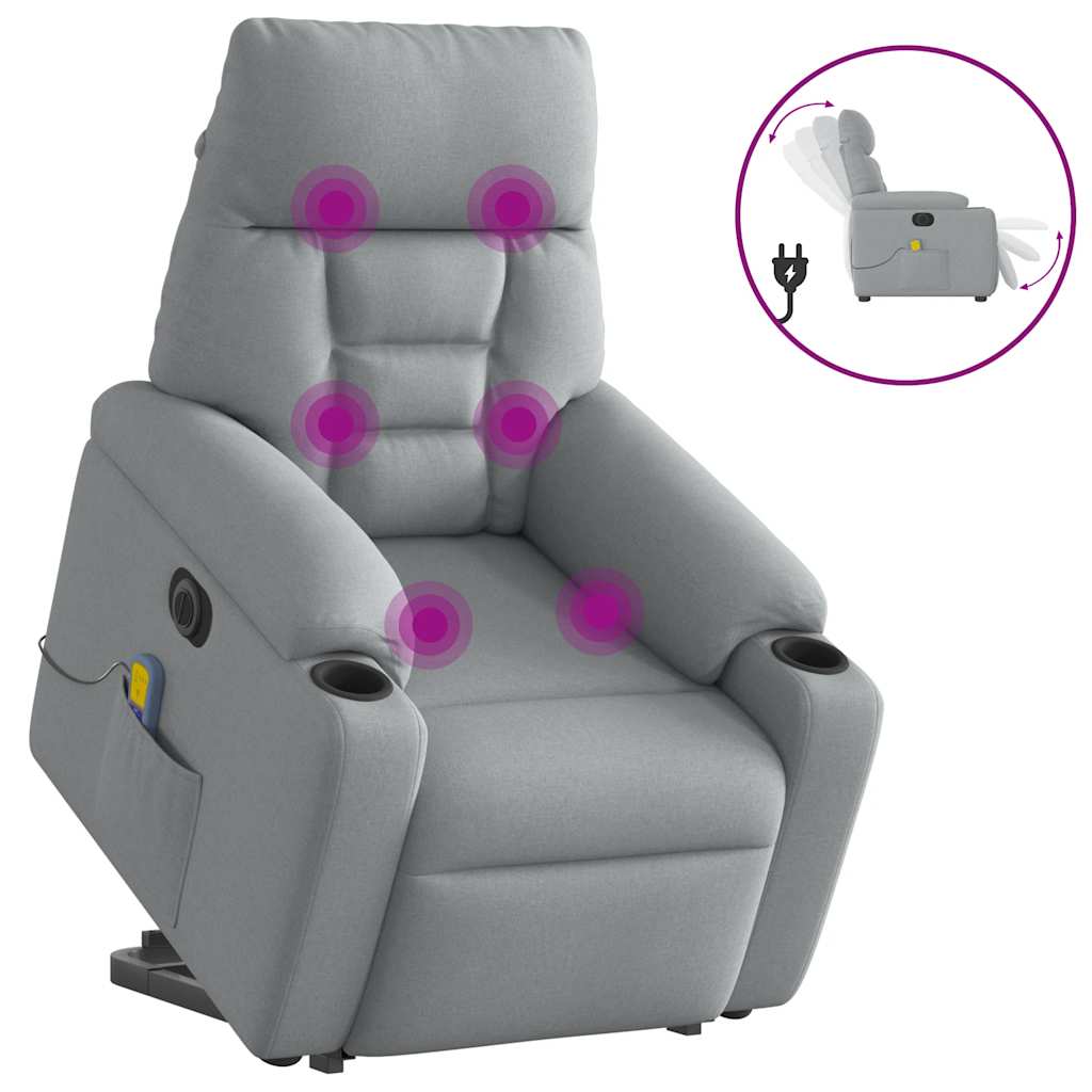 Sta-Op-Massagestoel Stof Lichtgrijs Ja Elektrisch verstelbaar