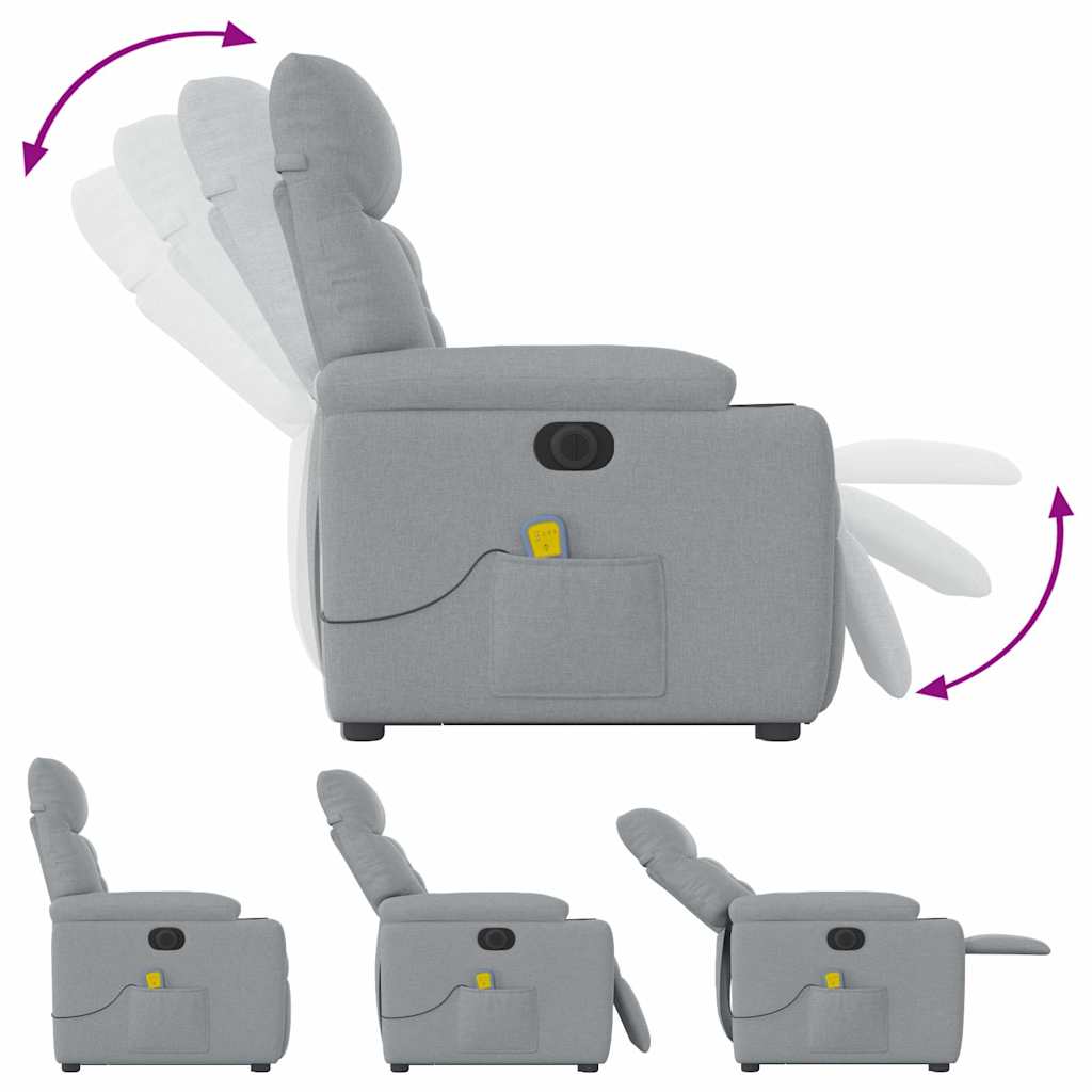 Sta-Op-Massagestoel Stof Lichtgrijs Ja Elektrisch verstelbaar