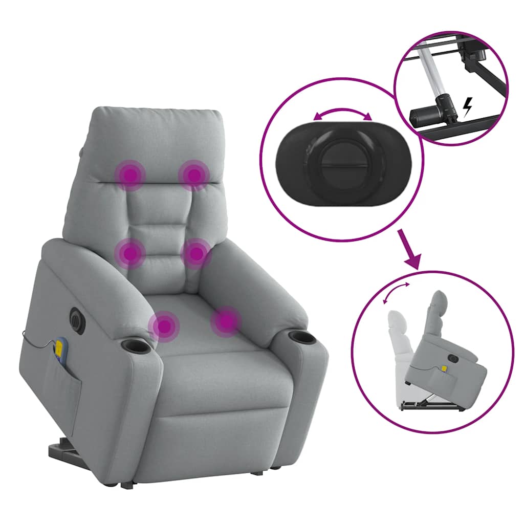 Sta-Op-Massagestoel Stof Lichtgrijs Ja Elektrisch verstelbaar