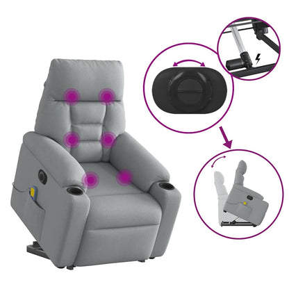 Sta-Op-Massagestoel Stof Lichtgrijs Ja Elektrisch verstelbaar