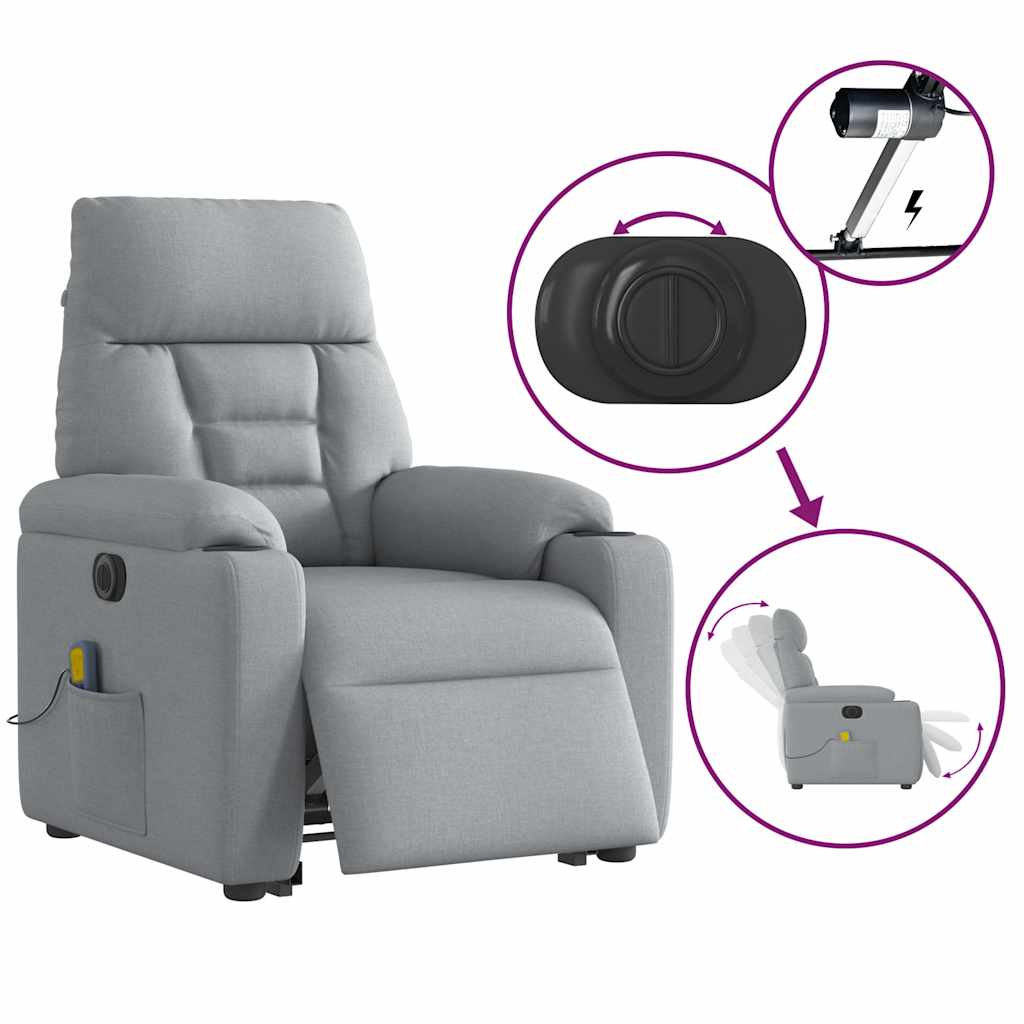 Sta-Op-Massagestoel Stof Lichtgrijs Ja Elektrisch verstelbaar