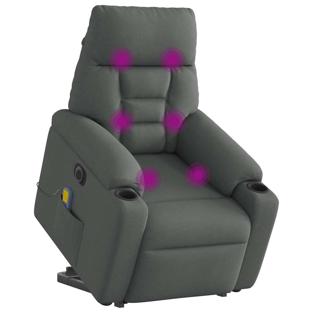 Sta-Op-Massagestoel Stof Donkergrijs Ja Elektrisch verstelbaar