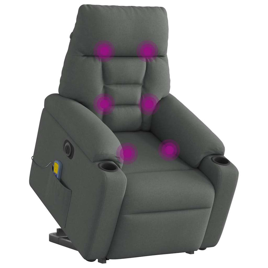 Sta-Op-Massagestoel Stof Donkergrijs Ja Elektrisch verstelbaar