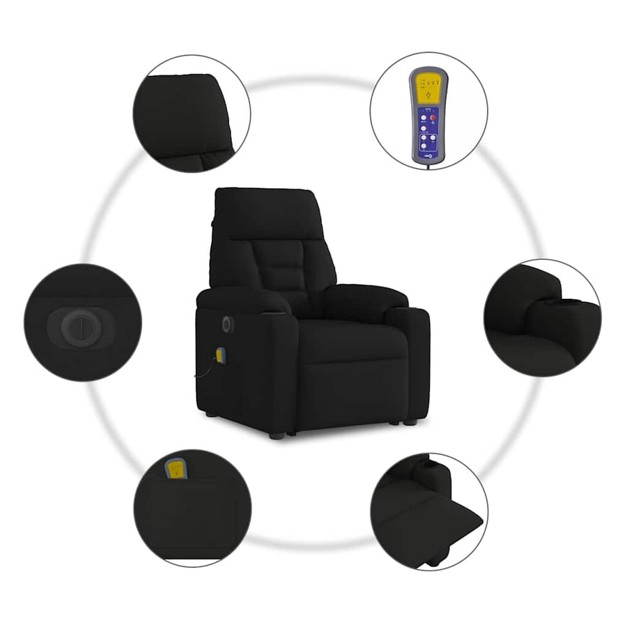 Sta-Op-Massagestoel Stof Zwart Ja Elektrisch verstelbaar