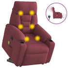Recliner Massage Chair Electric Adjustable Fabric Wine Red