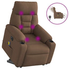 Lift-recline massage chair electric adjustable fabric brown
