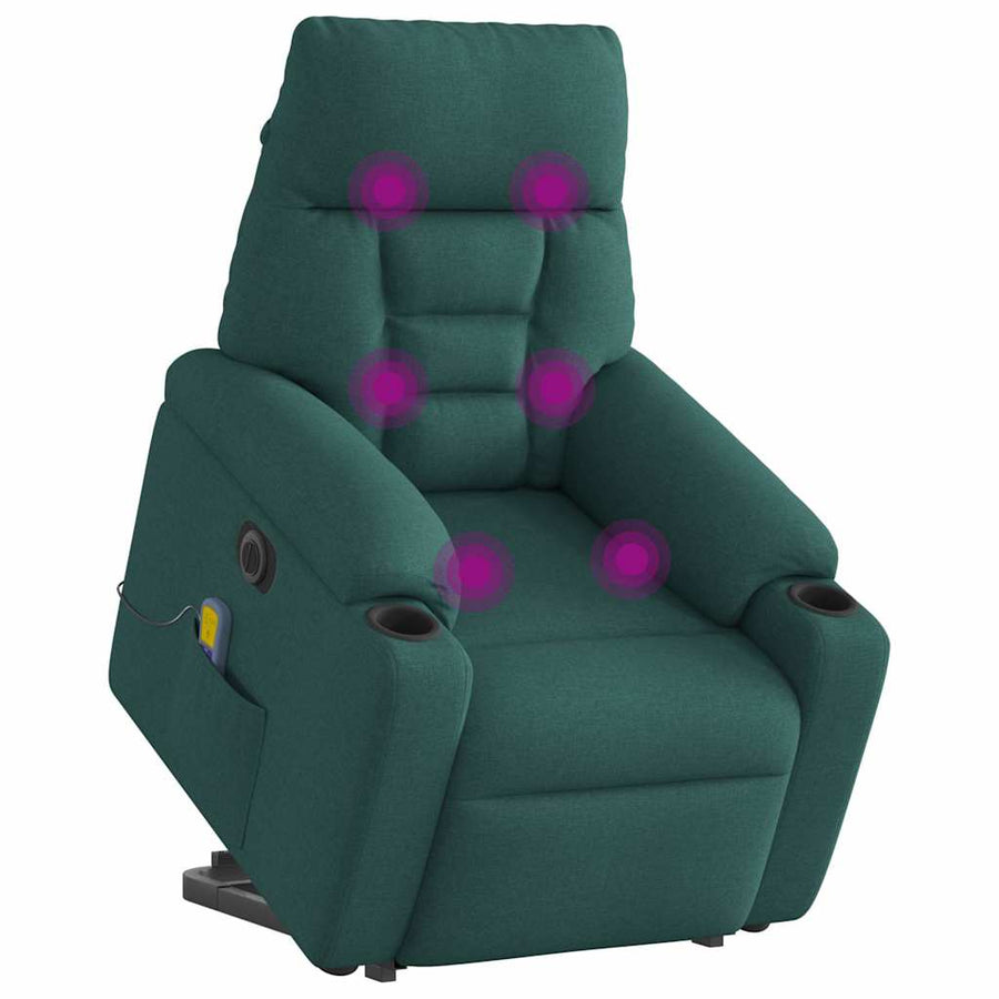 Sta-Op-Massagestoel Stof Donkergroen Ja Elektrisch verstelbaar