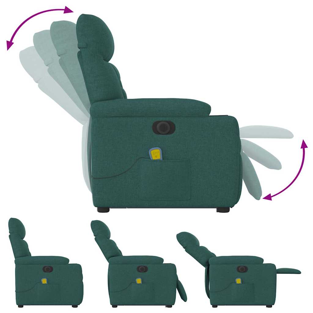Sta-Op-Massagestoel Stof Donkergroen Ja Elektrisch verstelbaar