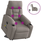 Electric adjustable lift massage chair fabric taupe