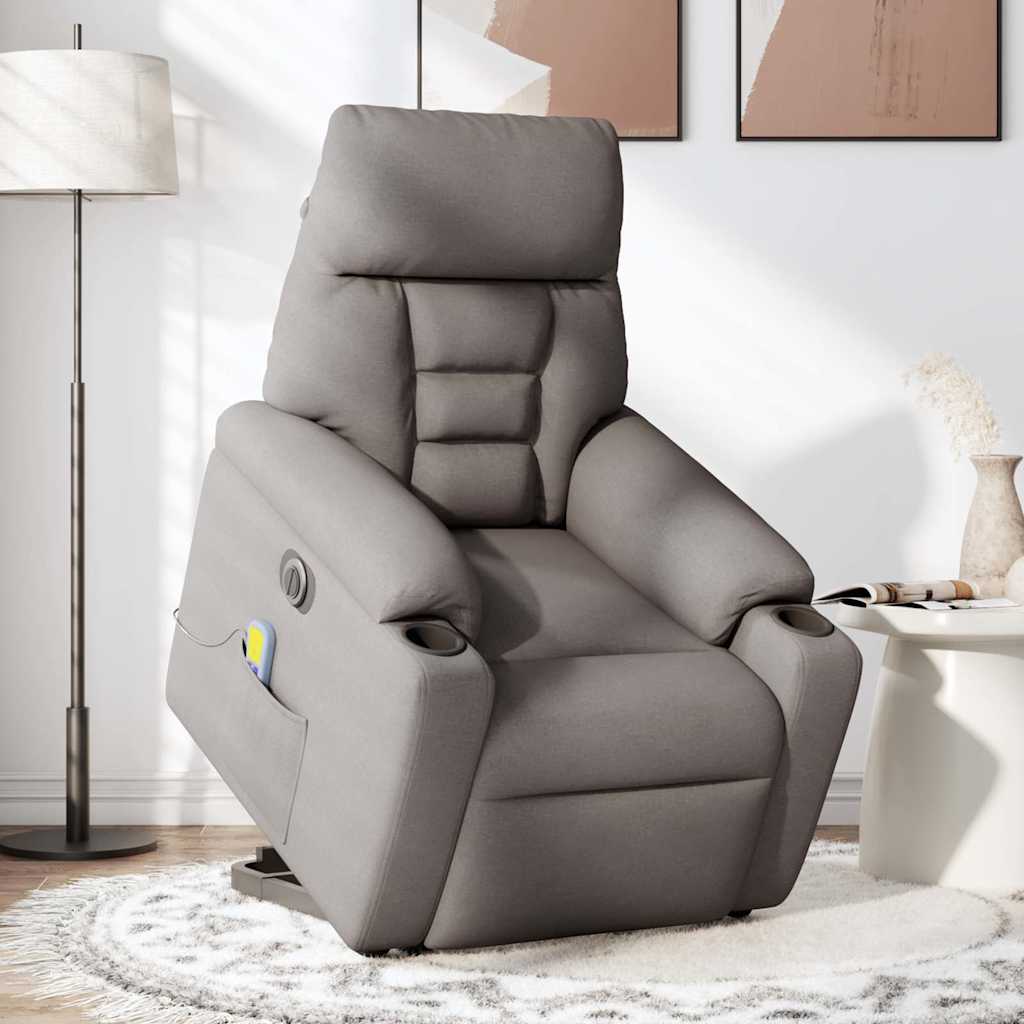 Sta-Op-Massagestoel Stof Taupe Ja Elektrisch verstelbaar