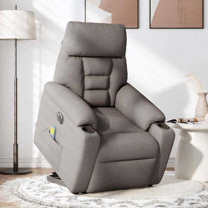 Sta-Op-Massagestoel Stof Taupe Ja Elektrisch verstelbaar