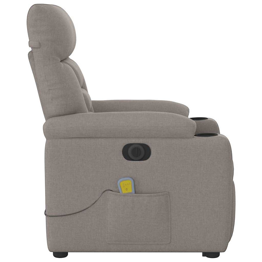 Sta-Op-Massagestoel Stof Taupe Ja Elektrisch verstelbaar